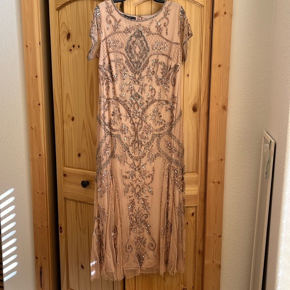 Pisarto Nights sequin ankle length dress, size 14/Large in Blush. - Picture 5 of 7